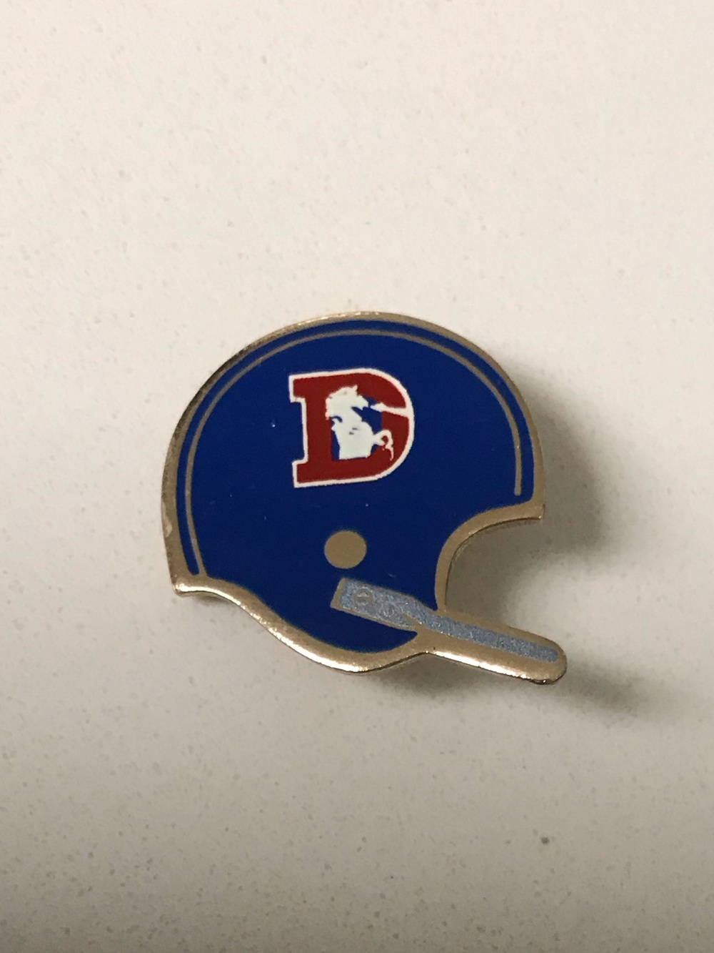 Blue Football Helmet Enamel Pin with Denver Broncos Logo